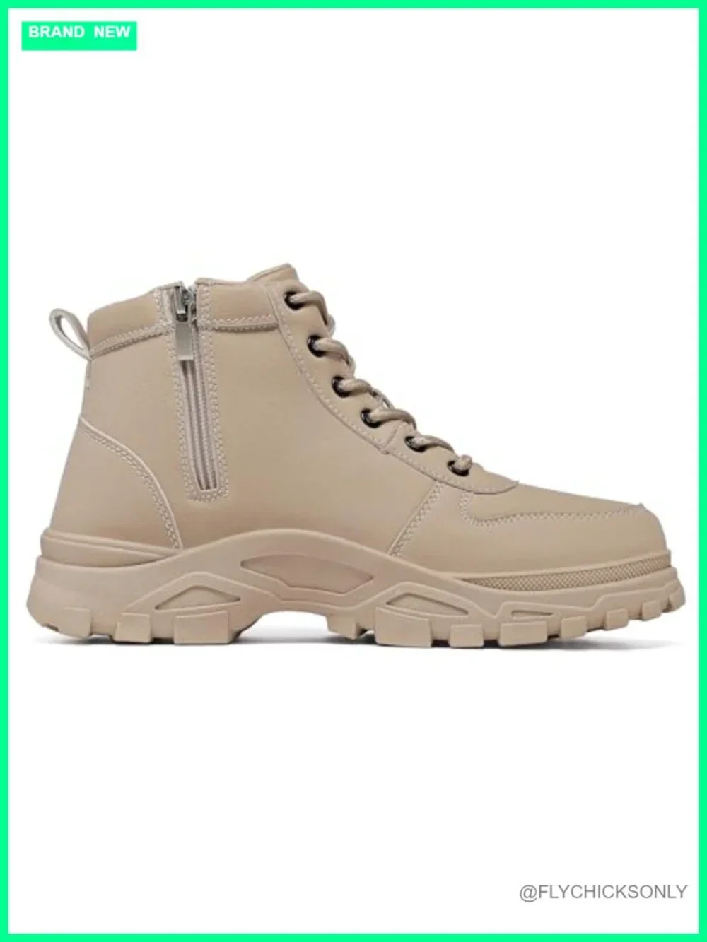 Women's Faux Leather Ankle Boots Lace Up Combat Booties Anti-Slip Sneakers